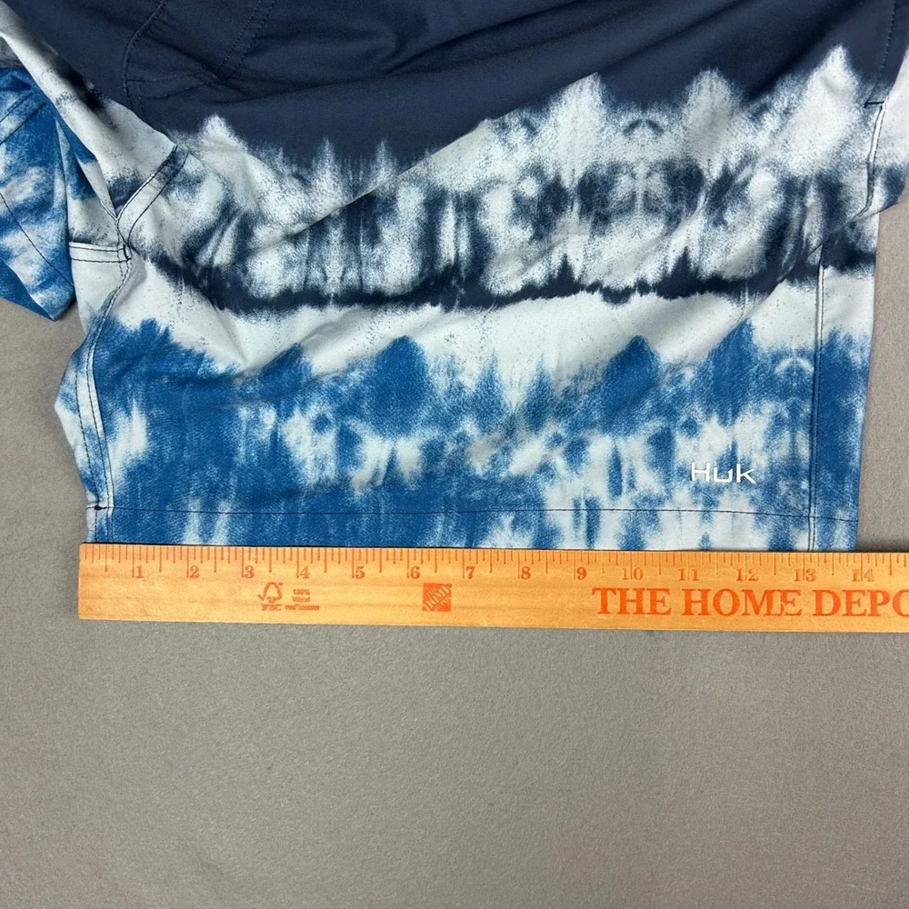 Huk Performance Fishing Swim Trunks Mens 3XL Navy Blue White Tie Dye H2000143